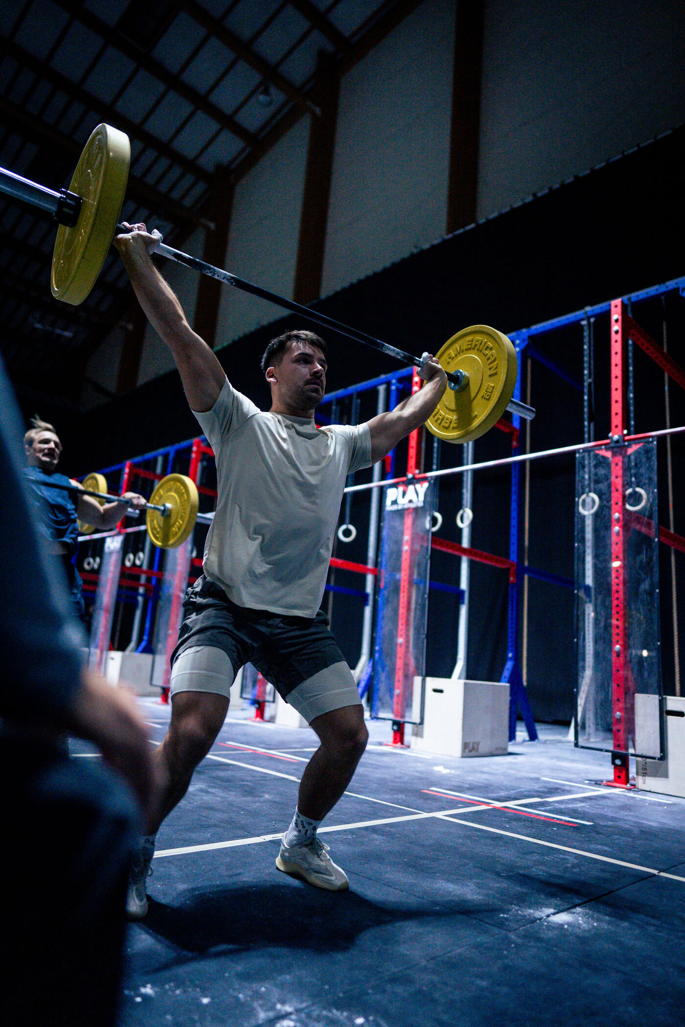 Athlete overhead lift at competition